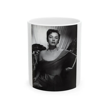 Ruth Roman #102 - 8.5x10.5 B&W Upper Body Glamour Photo on Magazine Page (Vintage Female Icon) White Coffee Mug 11oz - Go Mug Yourself
