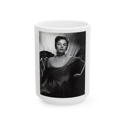 Ruth Roman #102 - 8.5x10.5 B&W Upper Body Glamour Photo on Magazine Page (Vintage Female Icon) White Coffee Mug 15oz - Go Mug Yourself