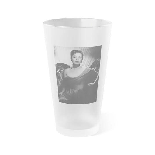 Ruth Roman #102 - 8.5x10.5 B&W Upper Body Glamour Photo on Magazine Page (Vintage Female Icon) Frosted Pint Glass 16oz-16oz-Frosted-Go Mug Yourself