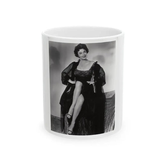 Ruth Roman #103 - 8x10 B&W Full Body Glamour Dress & Lingerie from circa (Vintage Female Icon) White Coffee Mug 11oz - Go Mug Yourself