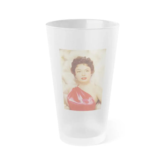 Ruth Roman #11 - x Color Upper Body Glamour Red Dress Photo (Vintage Female Icon) Frosted Pint Glass 16oz 16oz Frosted - Go Mug Yourself