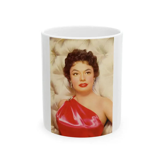 Ruth Roman #11 - x Color Upper Body Glamour Red Dress Photo (Vintage Female Icon) White Coffee Mug 11oz - Go Mug Yourself