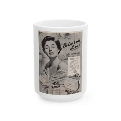 Ruth Roman #92 - Soap Add (Vintage Female Icon) White Coffee Mug 15oz - Go Mug Yourself