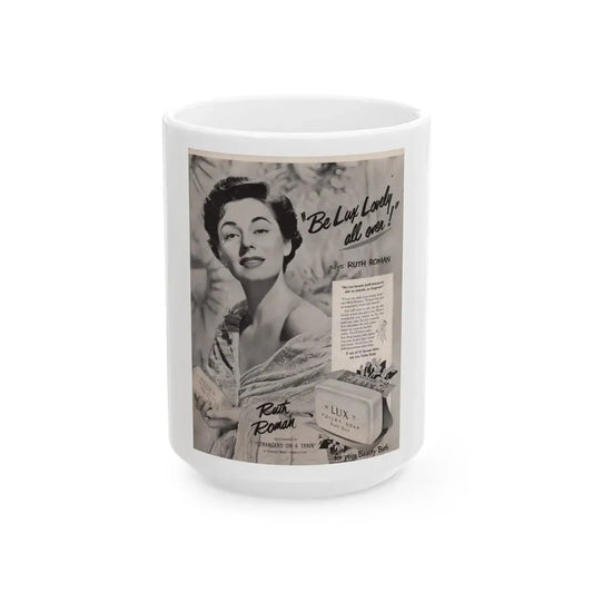 Ruth Roman #92 - Soap Add (Vintage Female Icon) White Coffee Mug 15oz - Go Mug Yourself
