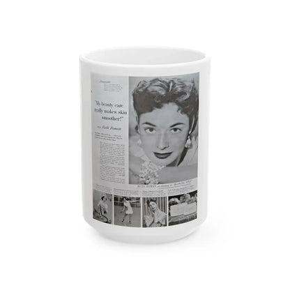 Ruth Roman #93 - Soap Add (Vintage Female Icon) White Coffee Mug 15oz - Go Mug Yourself