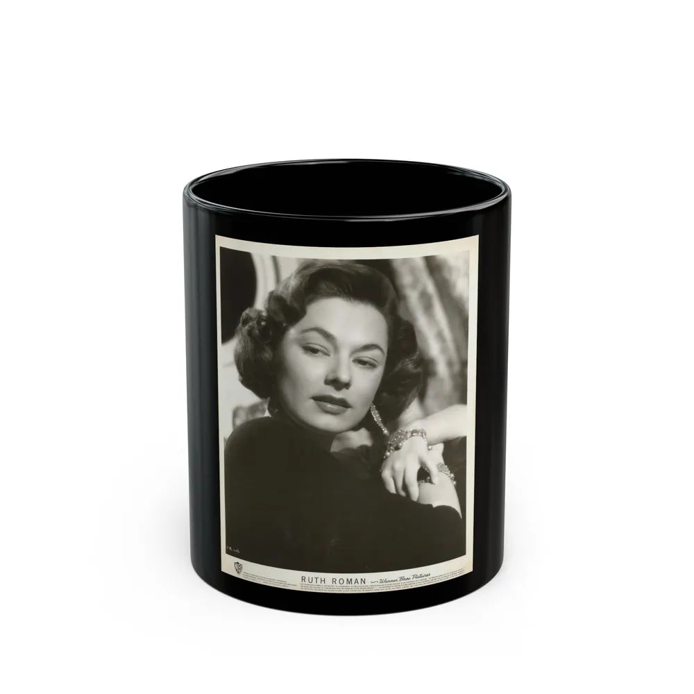 Ruth Roman #94 (Vintage Female Icon) Black Coffee Mug-11oz-Go Mug Yourself