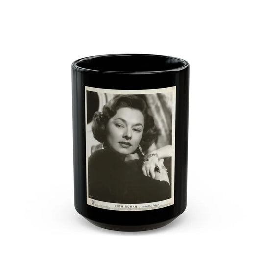 Ruth Roman #94 (Vintage Female Icon) Black Coffee Mug-15oz-Go Mug Yourself