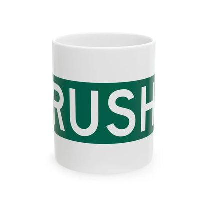 S Rush St Chicago (Illinois) (Road Sign) White Coffee Mug 11oz - Go Mug Yourself