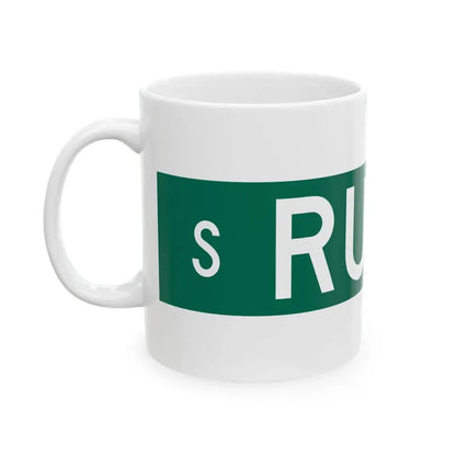 S Rush St Chicago (Illinois) (Road Sign) White Coffee Mug - Go Mug Yourself
