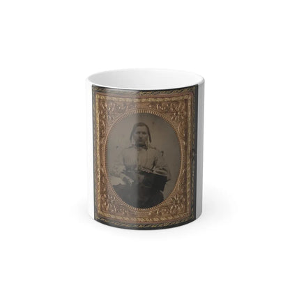 Sabria Clack With Cased Photograph of Her Husband, Private W.R. Clack, of Co. B, 43Rd Tennessee Infantry Regiment (U.S. Civil War) Color Changing Coffee Mug 11oz-11oz-Go Mug Yourself