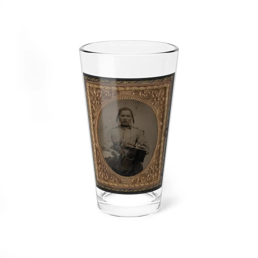 Sabria Clack With Cased Photograph Of Her Husband, Private W.R. Clack, Of Co. B, 43rd Tennessee Infantry Regiment (U.S. Civil War) Pint Glass 16oz-16oz-Go Mug Yourself