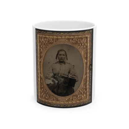 Sabria Clack With Cased Photograph Of Her Husband, Private W.R. Clack, Of Co. B, 43rd Tennessee Infantry Regiment (U.S. Civil War) White Coffee Mug-11oz-Go Mug Yourself