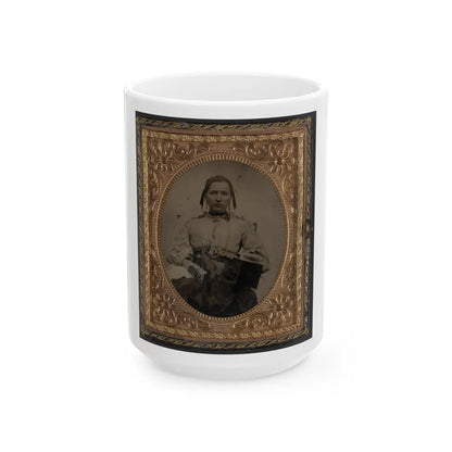 Sabria Clack With Cased Photograph Of Her Husband, Private W.R. Clack, Of Co. B, 43rd Tennessee Infantry Regiment (U.S. Civil War) White Coffee Mug-15oz-Go Mug Yourself