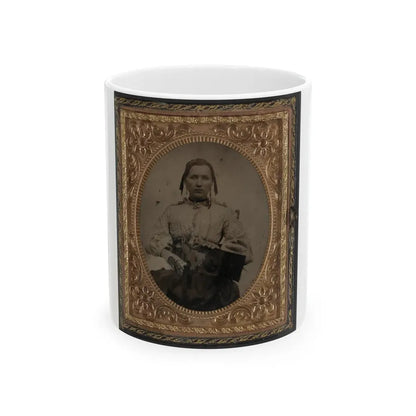 Sabria Clack With Cased Photograph Of Her Husband, Private W.R. Clack, Of Co. B, 43rd Tennessee Infantry Regiment (U.S. Civil War) White Coffee Mug 11oz - Go Mug Yourself