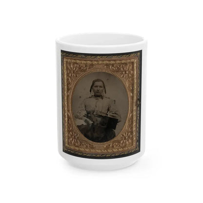 Sabria Clack With Cased Photograph Of Her Husband, Private W.R. Clack, Of Co. B, 43rd Tennessee Infantry Regiment (U.S. Civil War) White Coffee Mug 15oz - Go Mug Yourself