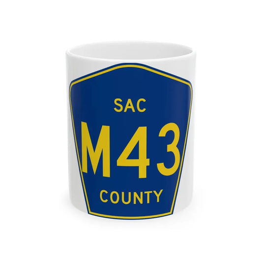 Sac County Route M43 IA (Iowa) (Road Sign) White Coffee Mug 11oz - Go Mug Yourself