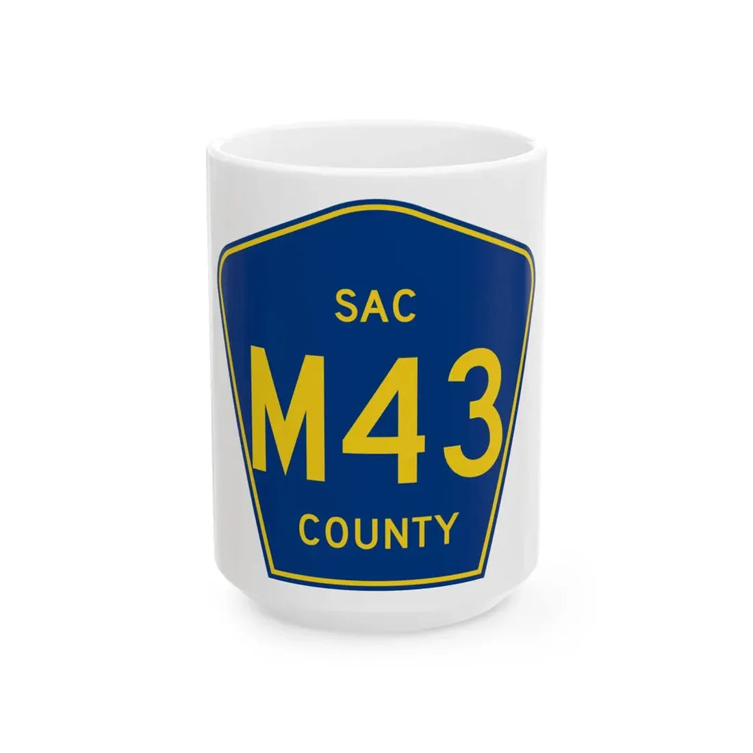 Sac County Route M43 IA (Iowa) (Road Sign) White Coffee Mug 15oz - Go Mug Yourself