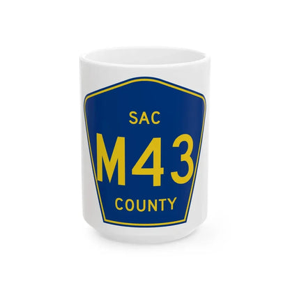 Sac County Route M43 IA (Iowa) (Road Sign) White Coffee Mug 15oz - Go Mug Yourself
