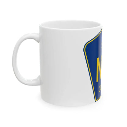 Sac County Route N14 IA (Iowa) (Road Sign) White Coffee Mug - Go Mug Yourself