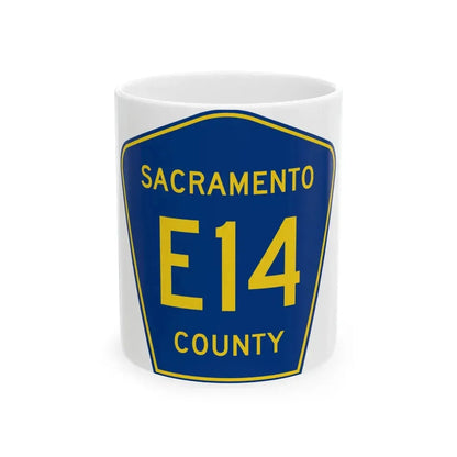 Sacramento County E14 (California) (Road Sign) White Coffee Mug 11oz - Go Mug Yourself