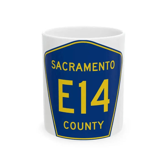 Sacramento County E14 (California) (Road Sign) White Coffee Mug 11oz - Go Mug Yourself