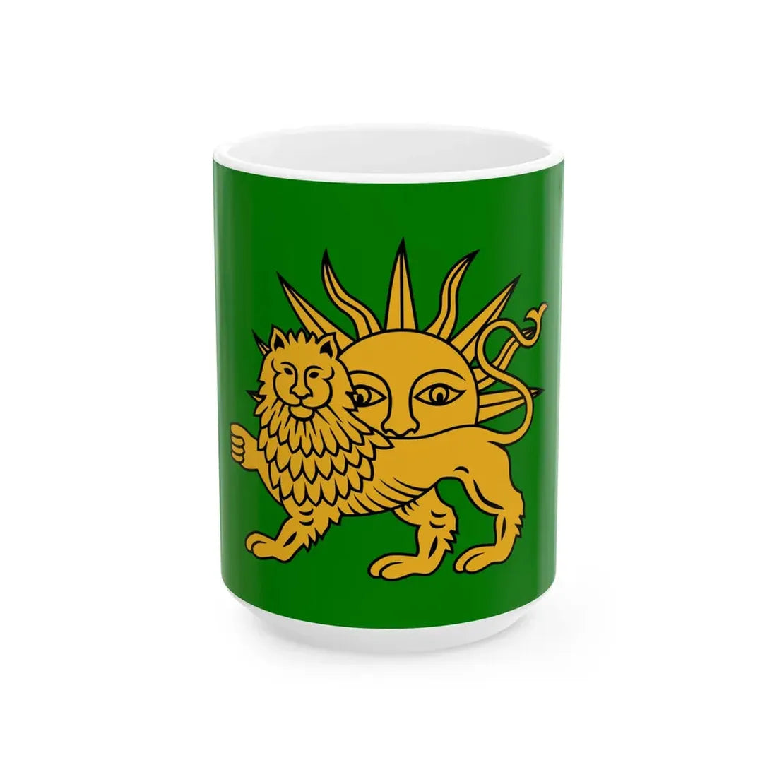Safavid Flag (Iran) White Coffee Mug 15oz - Go Mug Yourself