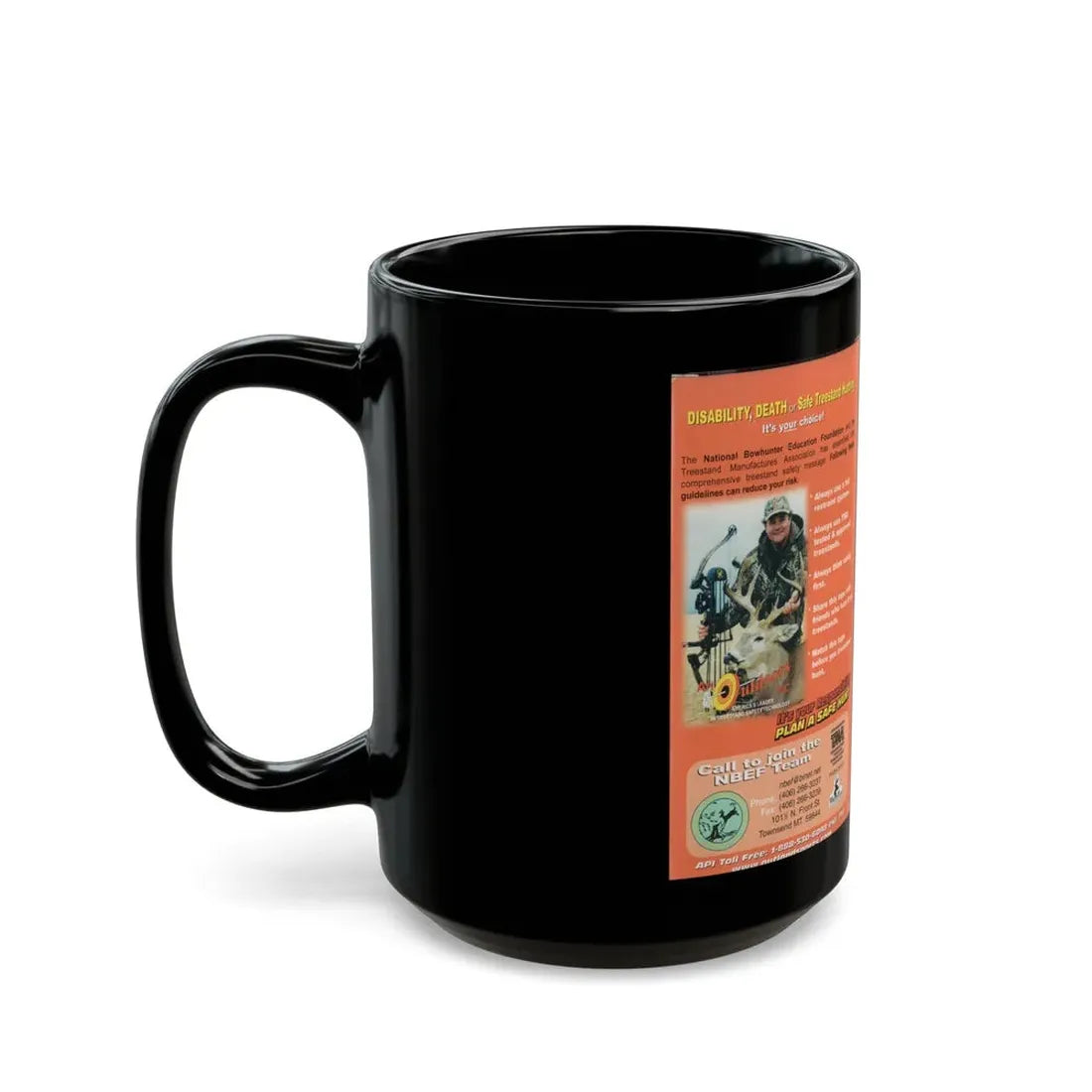 SAFE TREESTAND HUNTING (VHS COVER) - Black Coffee Mug - Go Mug Yourself