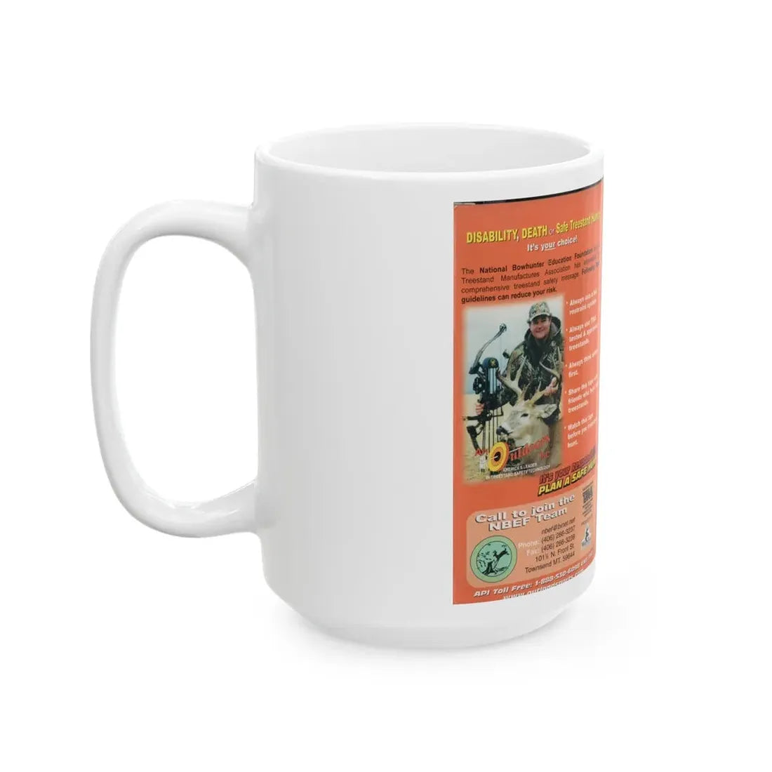 SAFE TREESTAND HUNTING (VHS COVER) - White Coffee Mug - Go Mug Yourself
