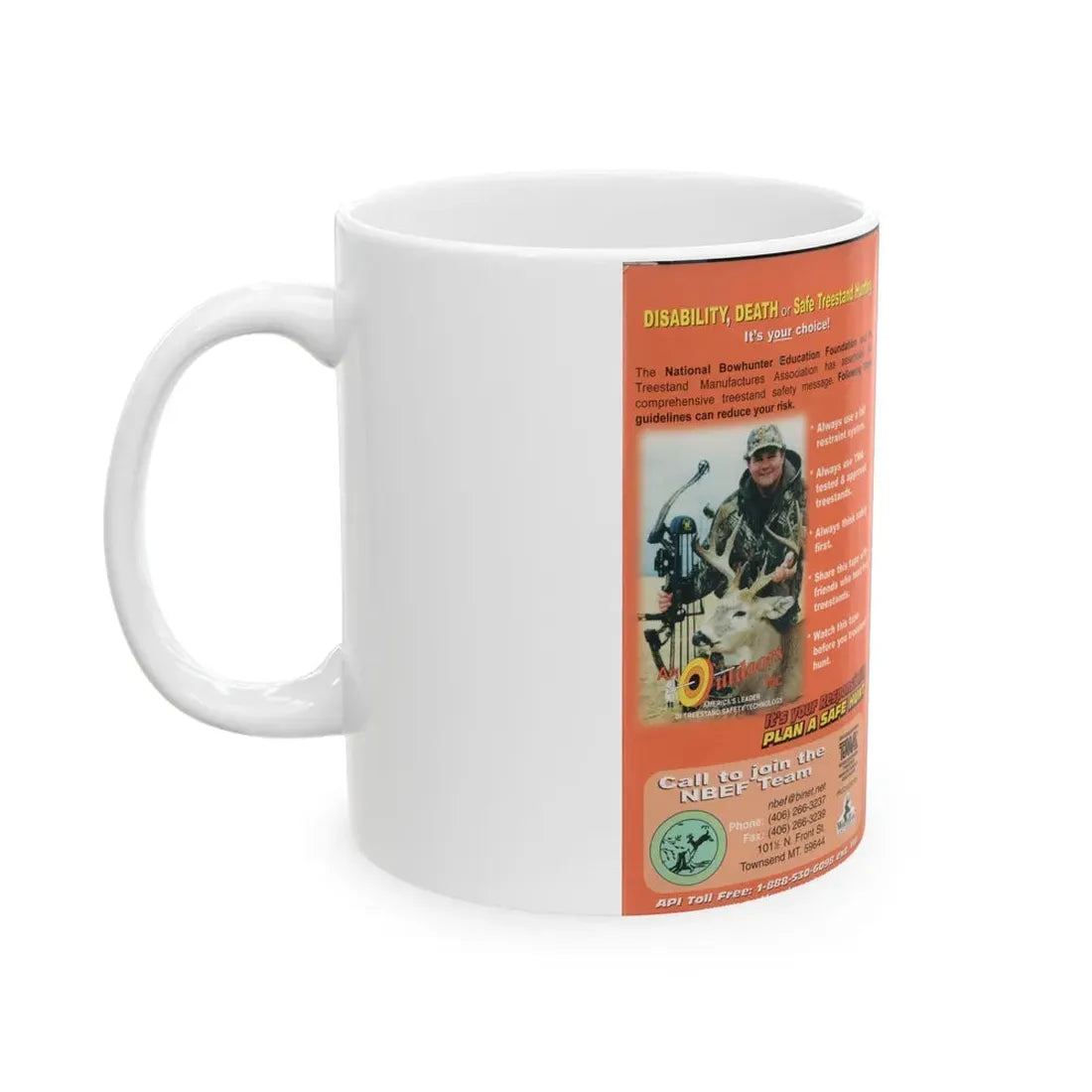 SAFE TREESTAND HUNTING (VHS COVER) - White Coffee Mug - Go Mug Yourself