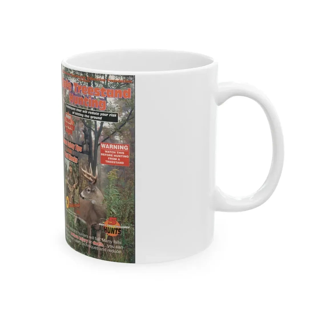 SAFE TREESTAND HUNTING (VHS COVER) - White Coffee Mug - Go Mug Yourself