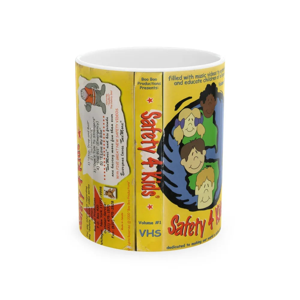 SAFETY 4 KIDS (VHS COVER) - White Coffee Mug-11oz-Go Mug Yourself