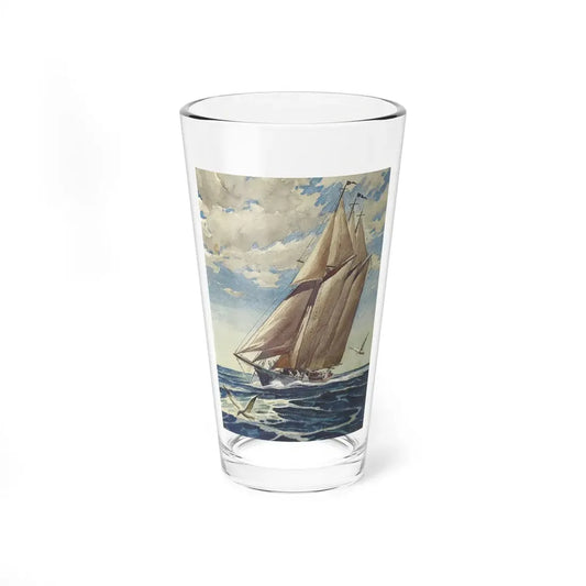 Sailboat at Sea (Magazine Illustration) Pint Glass 16oz 16oz - Go Mug Yourself