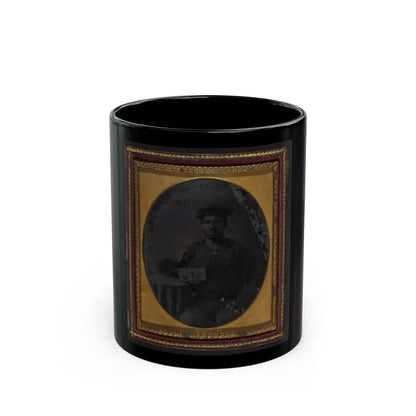 Sailor With Cigar In Hand Holding A Double Case Image Of Confederate Soldiers (U.S. Civil War) Black Coffee Mug-11oz-Go Mug Yourself