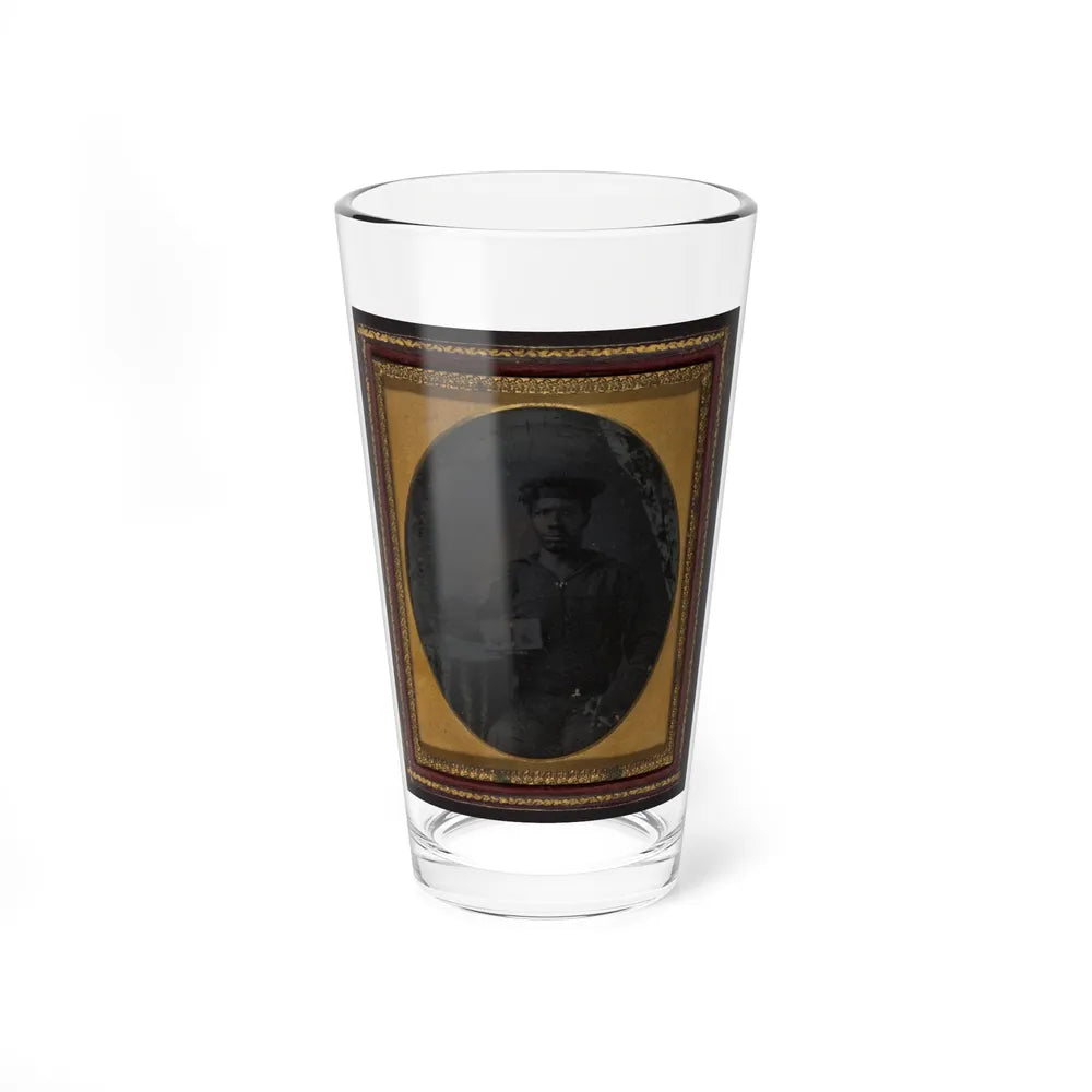 Sailor With Cigar In Hand Holding A Double Case Image Of Confederate Soldiers (U.S. Civil War) Pint Glass 16oz-16oz-Go Mug Yourself