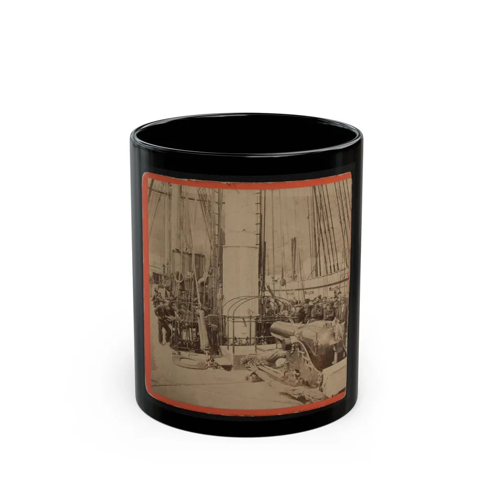 Sailors And A Cannon On Deck Of A Gunboat (U.S. Civil War) Black Coffee Mug-11oz-Go Mug Yourself