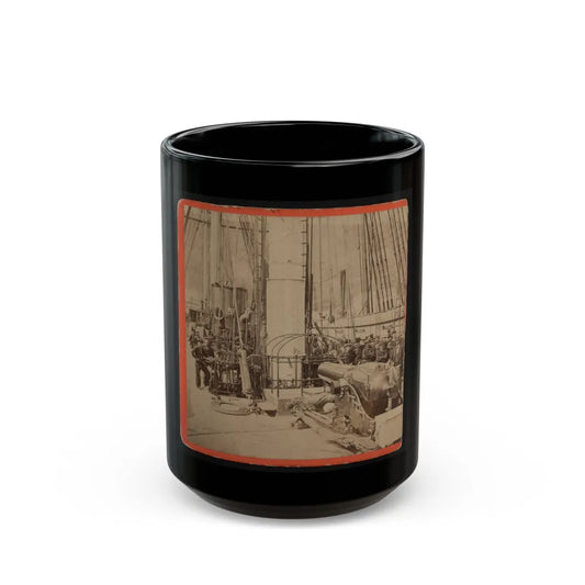 Sailors And A Cannon On Deck Of A Gunboat (U.S. Civil War) Black Coffee Mug-15oz-Go Mug Yourself