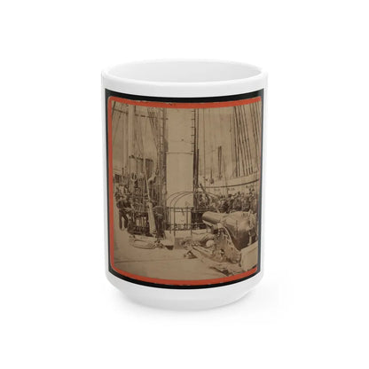 Sailors And A Cannon On Deck Of A Gunboat (U.S. Civil War) White Coffee Mug-15oz-Go Mug Yourself