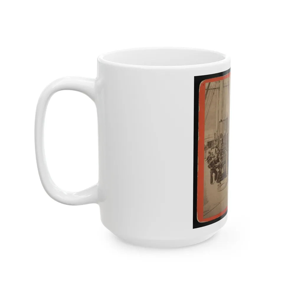 Sailors And A Cannon On Deck Of A Gunboat (U.S. Civil War) White Coffee Mug-Go Mug Yourself