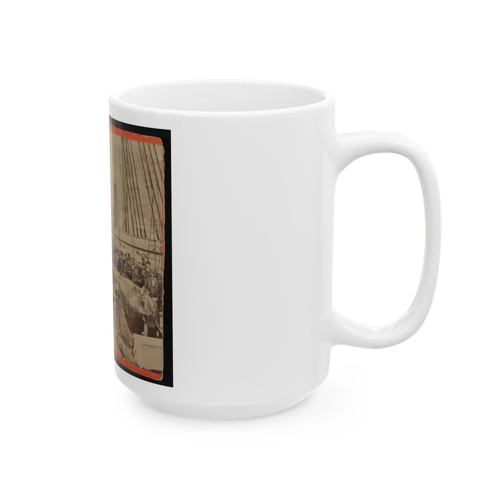 Sailors And A Cannon On Deck Of A Gunboat (U.S. Civil War) White Coffee Mug-Go Mug Yourself