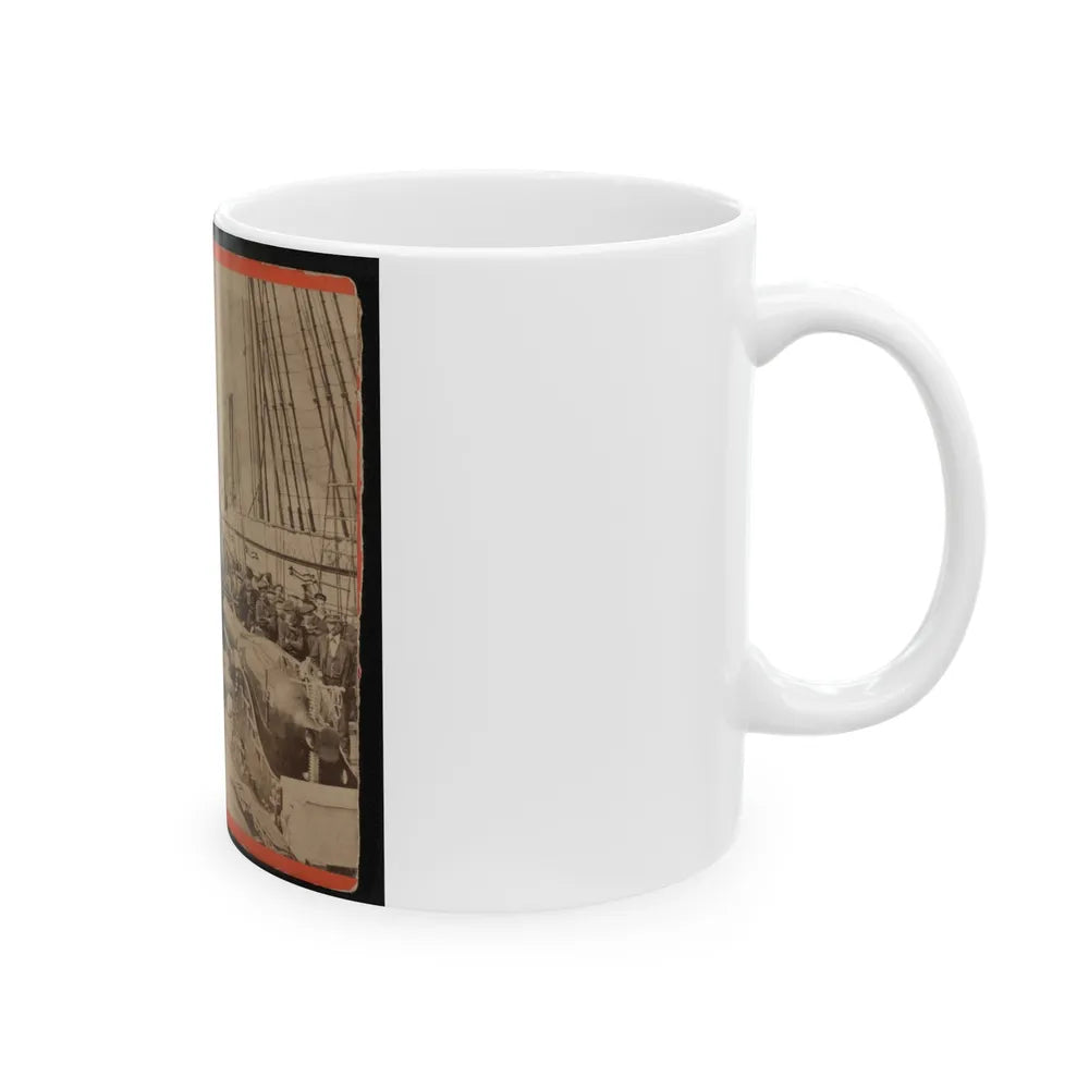 Sailors And A Cannon On Deck Of A Gunboat (U.S. Civil War) White Coffee Mug-Go Mug Yourself