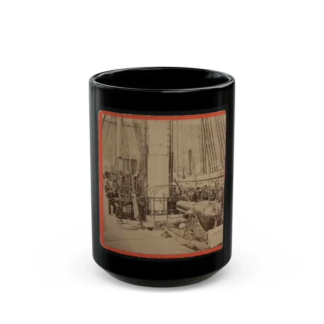 Sailors And A Cannon On Deck Of A Gunboat (U.S. Civil War) Black Coffee Mug 15oz - Go Mug Yourself