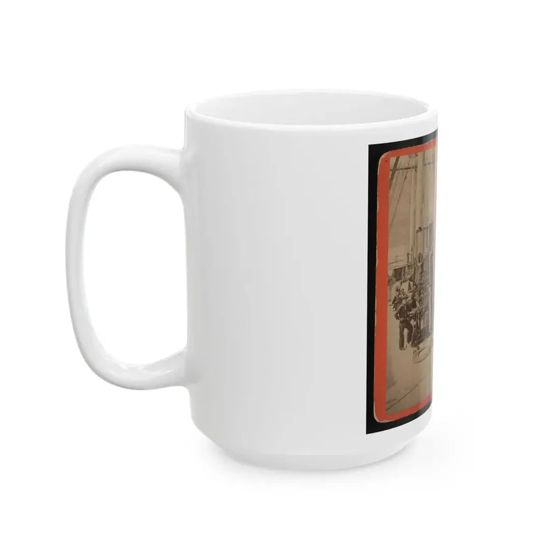 Sailors And A Cannon On Deck Of A Gunboat (U.S. Civil War) White Coffee Mug - Go Mug Yourself