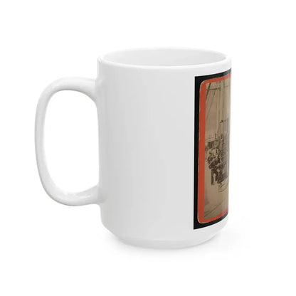 Sailors And A Cannon On Deck Of A Gunboat (U.S. Civil War) White Coffee Mug - Go Mug Yourself