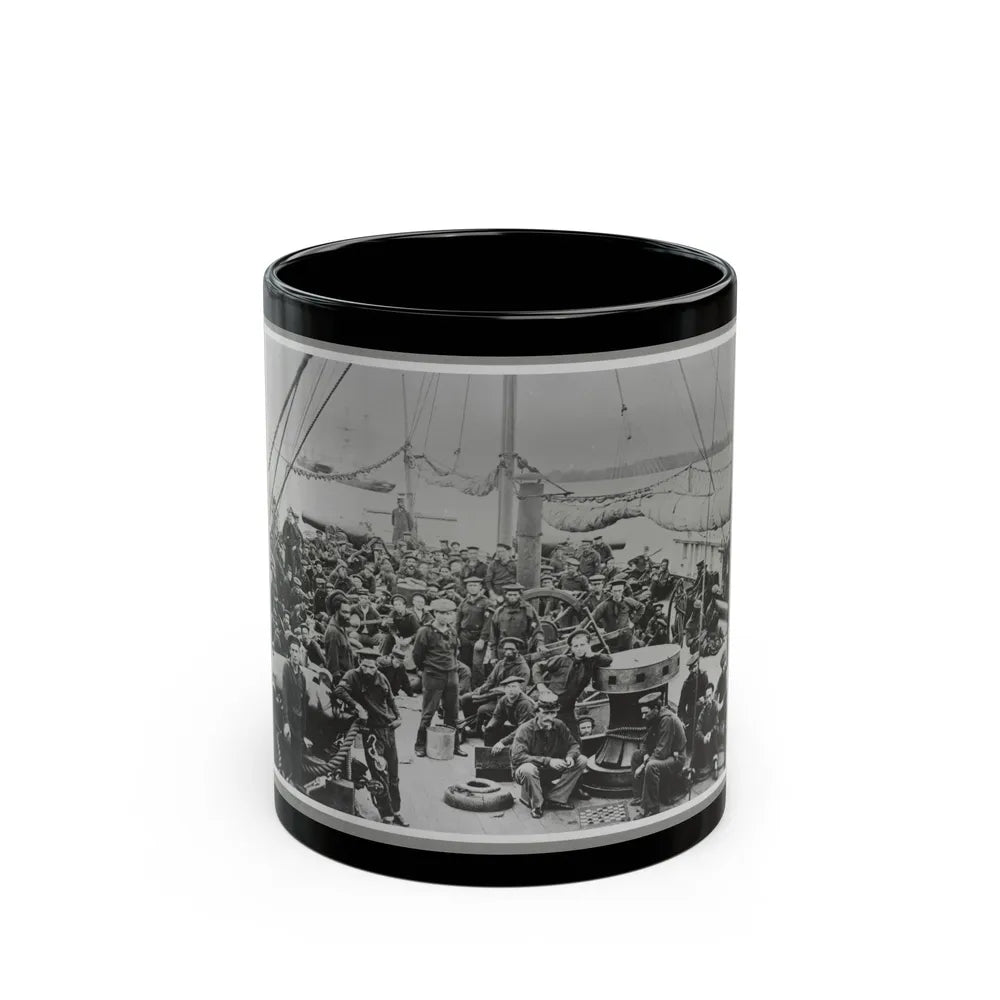 Sailors On Deck Of Warship (U.S. Civil War) Black Coffee Mug-11oz-Go Mug Yourself