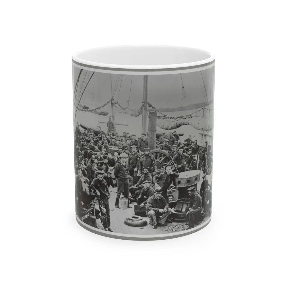 Sailors On Deck Of Warship (U.S. Civil War) White Coffee Mug-11oz-Go Mug Yourself