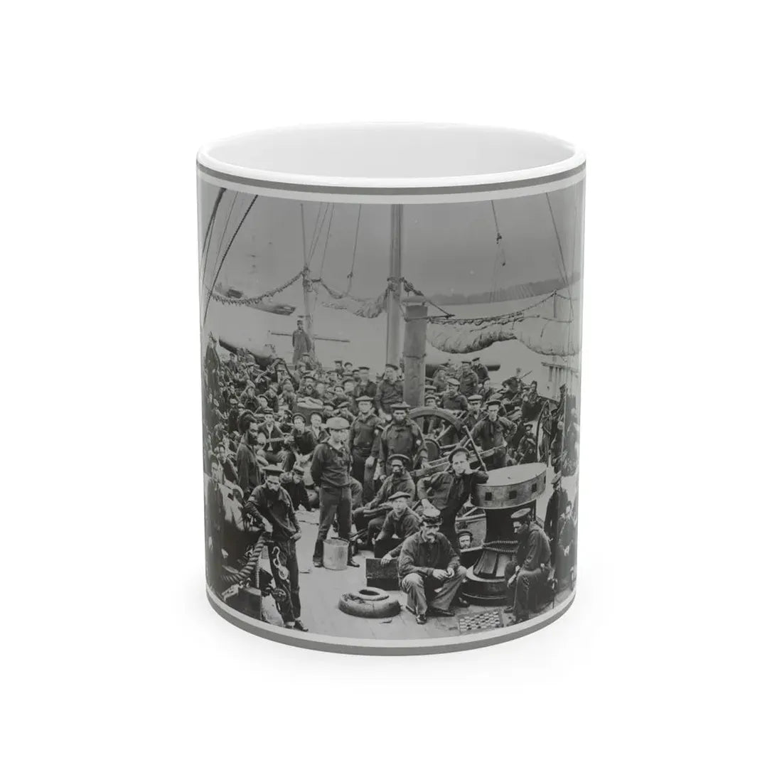 Sailors On Deck Of Warship (U.S. Civil War) White Coffee Mug 11oz - Go Mug Yourself