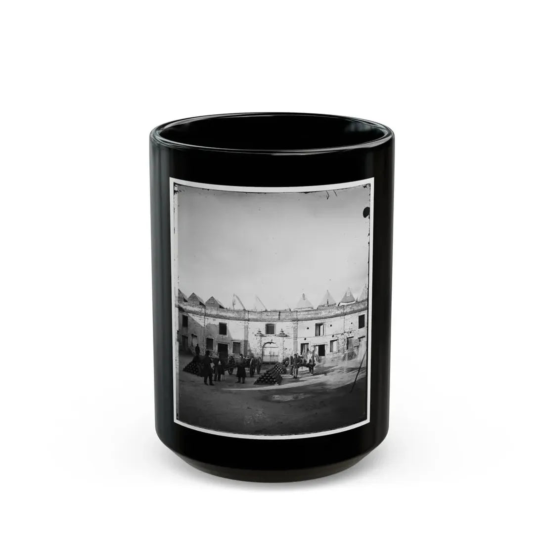 Saint Augustine, Fla. Artillery Inside Fort Marion; Tents On Rampart (U.S. Civil War) Black Coffee Mug 15oz - Go Mug Yourself