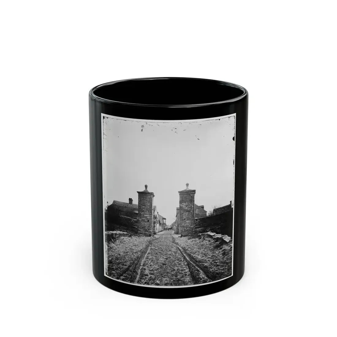Saint Augustine, Fla. Entrance Gate, With Street And Houses Beyond (U.S. Civil War) Black Coffee Mug 11oz - Go Mug Yourself