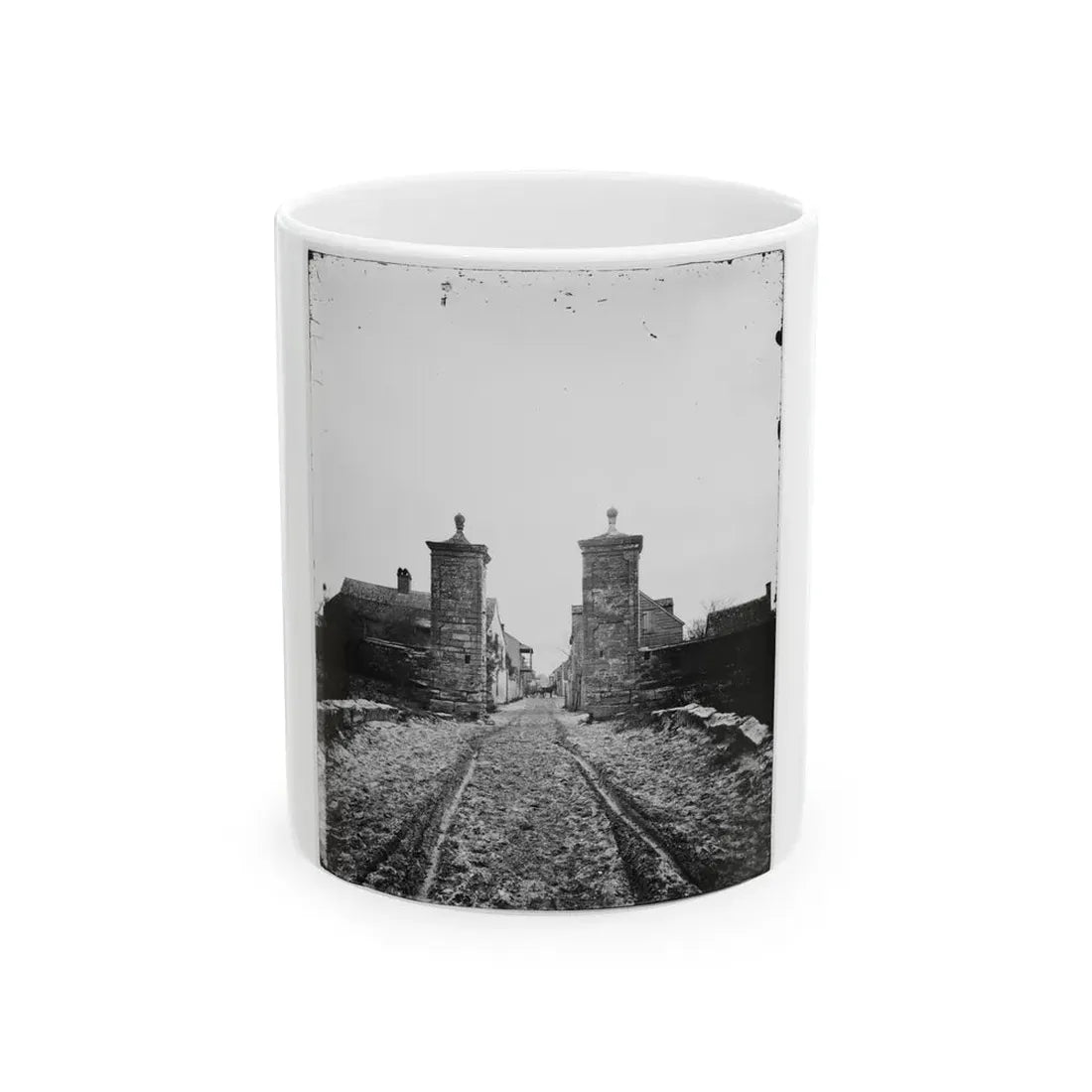 Saint Augustine, Fla. Entrance Gate, With Street And Houses Beyond (U.S. Civil War) White Coffee Mug 11oz - Go Mug Yourself