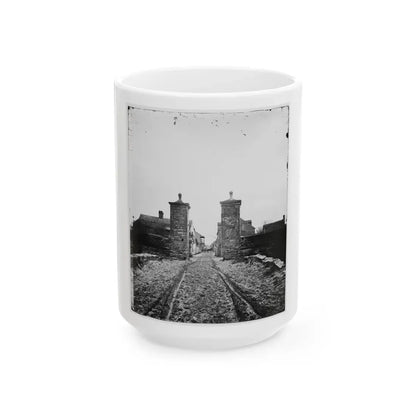 Saint Augustine, Fla. Entrance Gate, With Street And Houses Beyond (U.S. Civil War) White Coffee Mug 15oz - Go Mug Yourself